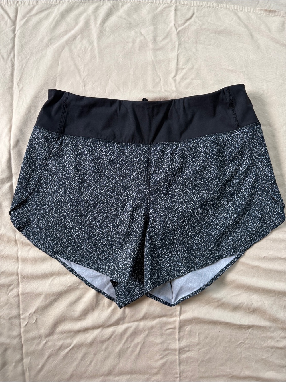 Athleta Navy Speckle Running Shorts with Wide Waistband